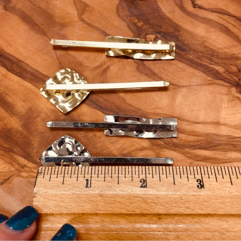 Textured Gold and Silver Hair Clips Pins